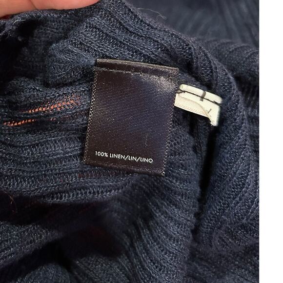 ANN TAYLOR Navy Blue Linen Short Sleeve Round Neck Pullover Sweater Women's XL - Picture 8 of 8